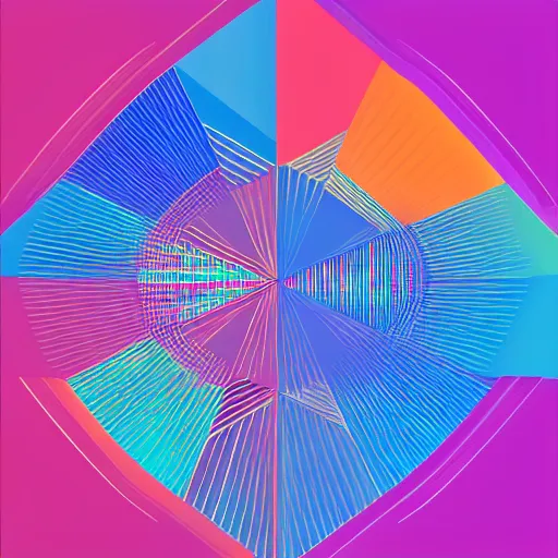 Prompt: geometric art of a city, made entirely from gradients, colorful, vector graphics