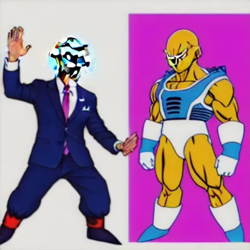 Image similar to : president biden and freeza, anime cartoonstyle, dragonball z