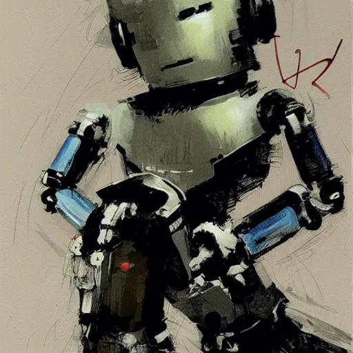 Image similar to an artwork of a robot girl, by Ashley Wood