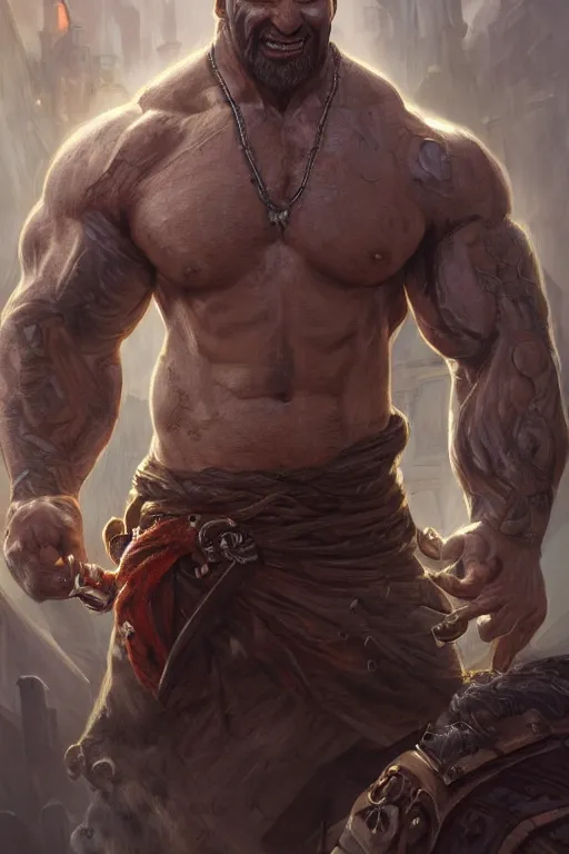 Image similar to ultra realistic illustration, hulking herculean dave bautista as a rogue pirate thief from baldurs gate and diablo, intricate from baldurs gate, elegant, highly detailed, digital painting, artstation, concept art, smooth, sharp focus, illustration, art by artgerm and greg rutkowski and alphonse mucha