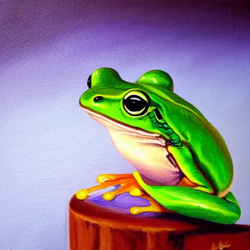 Prompt: frog oil painting