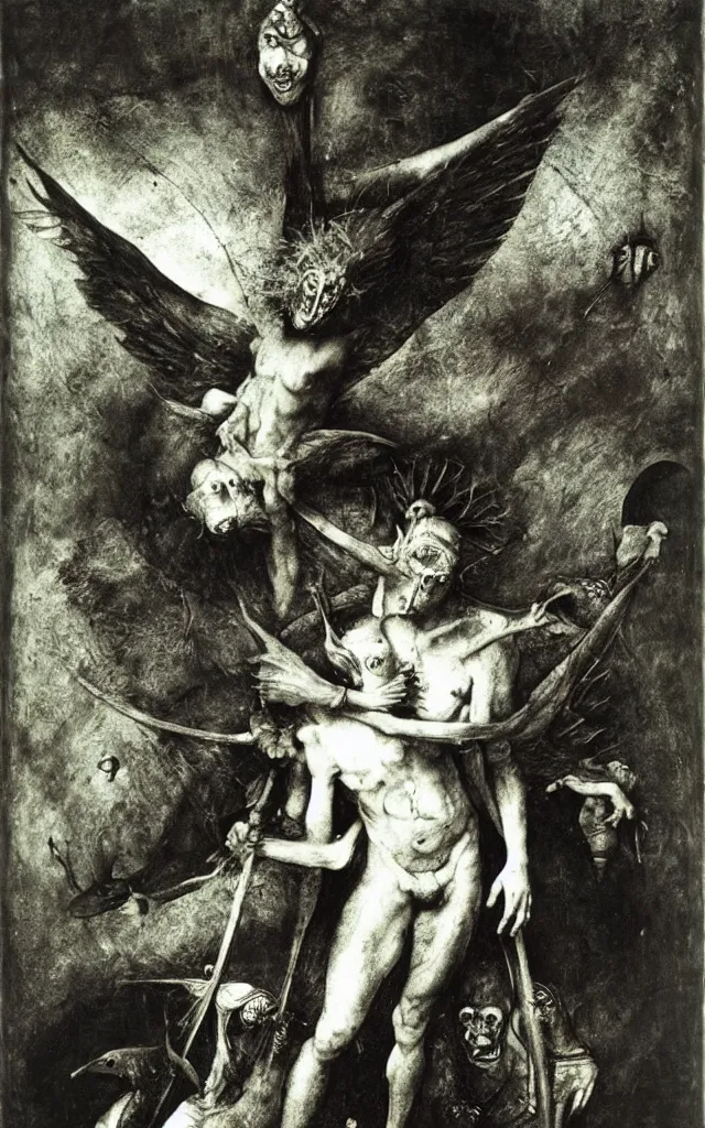 Prompt: mephistopheles by hieronymus bosch, joel peter witkin, annie liebovitz, gustave dore