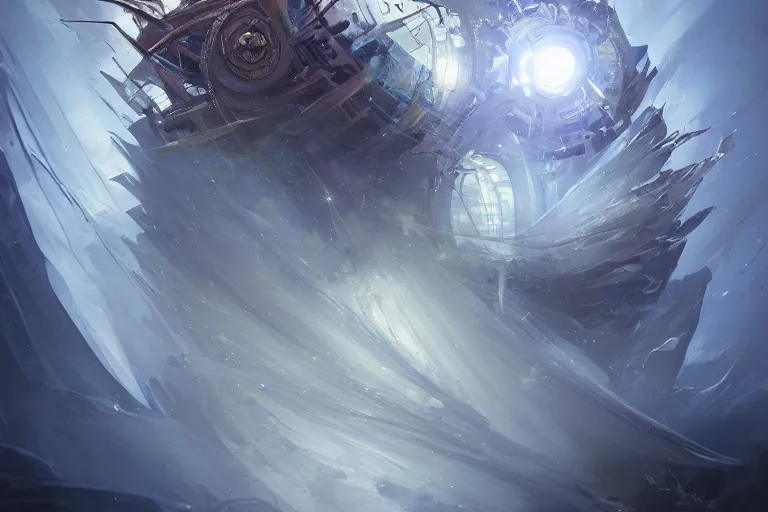 Prompt: the keeper of time, in the style of stephan martiniere and vicente segrelles, trending on artstation, back lighting tilt - shift cottagecore, abstract illusionism, movie poster, creature concept art, precisionism