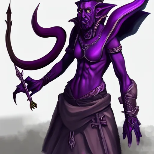 Image similar to excius purple tiefling transmutation wizard, fantasy, d & d, trending on artstation