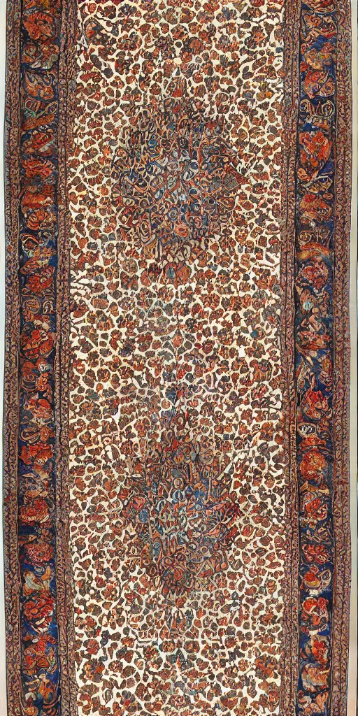 Prompt: Persian carpet hunting design
