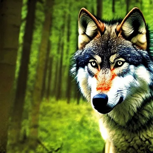Prompt: wolf in the forest. photo from national geographic