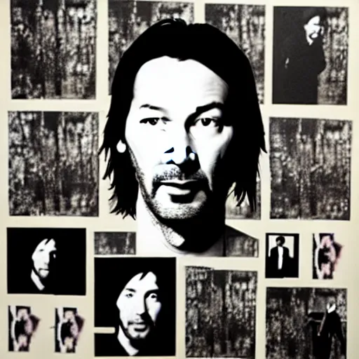 Image similar to portrait of keanu leaves, paper collage, kurt schwitters, richard hamilton, joe webb, chambliss giobbi, lynn skordal, derek gores, barbara kruger, jacques villegle.