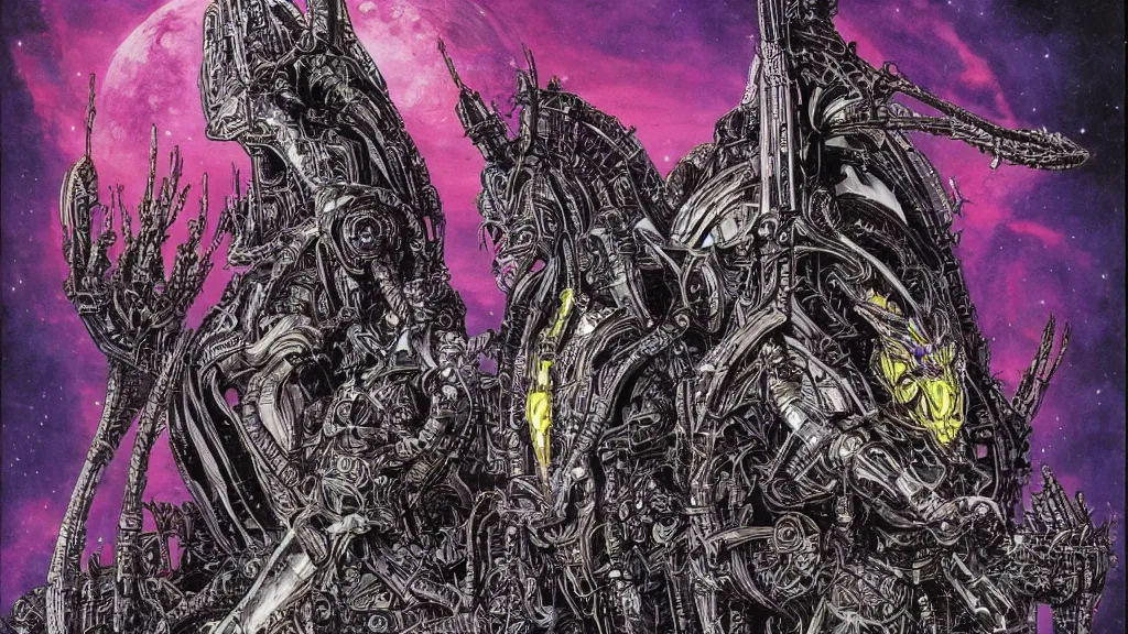 Prompt: exotic alien empire by Philippe Druillet, cinematic, hyperrealistic