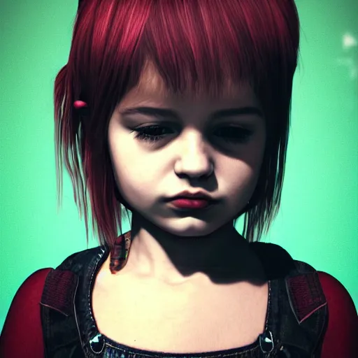 Image similar to punk little girl, profile picture, grunge fashion, highly detailed, reflection, 8 k, realistic artwork, hd, inspired by caroline,