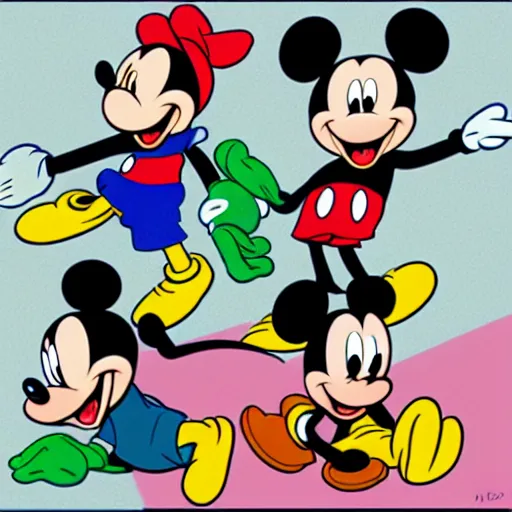 Prompt: mickey mouse in the style of Boys Club by Matt Furie