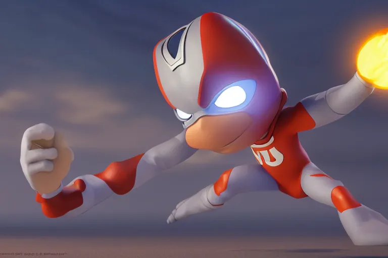Image similar to still from pixar movie of ultraman, high quality 3d render, movie, Pixar, Renderman, 4k, artstation