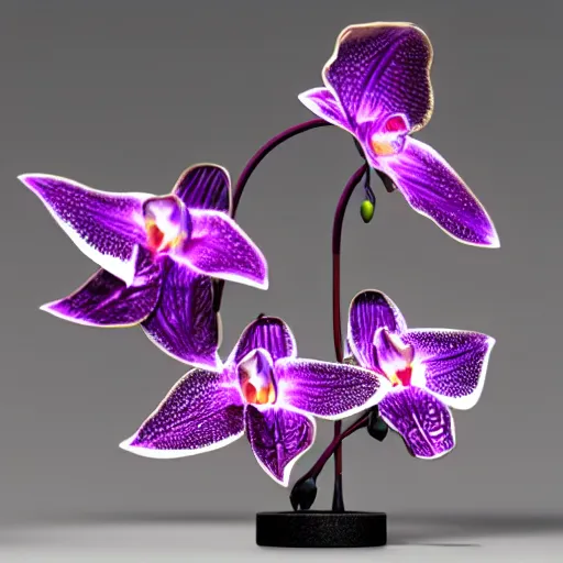 Prompt: an orchid made of holographic metal, sculpted by michelangelo, unreal engine 5