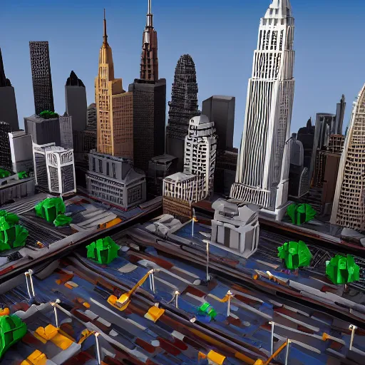 Image similar to lego model of manhattan, unreal engine 5,