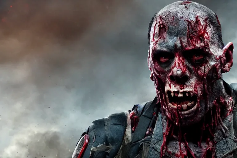 Image similar to film still of zombie zombie Sam Wilson in new avengers movie, 4k