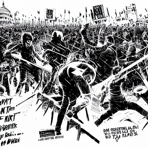 Prompt: January 6 capitol riot in the style of Zack Snyder film