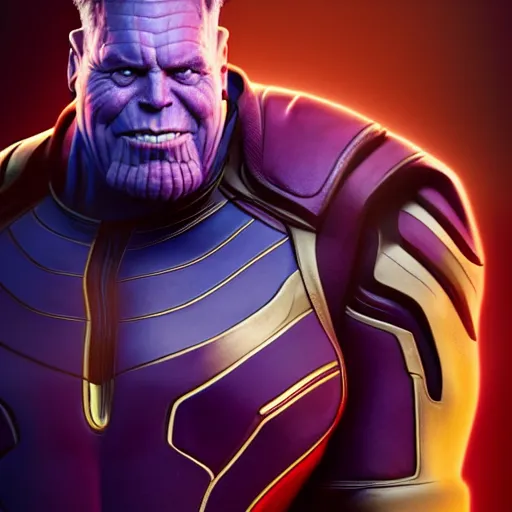 Image similar to a full body portrait of elon musk as thanos, the pixar adaptation, with same hairstyle, hyper detailed, digital art, trending in artstation, cinematic lighting, studio quality, smooth render, unreal engine 5 rendered, octane rendered