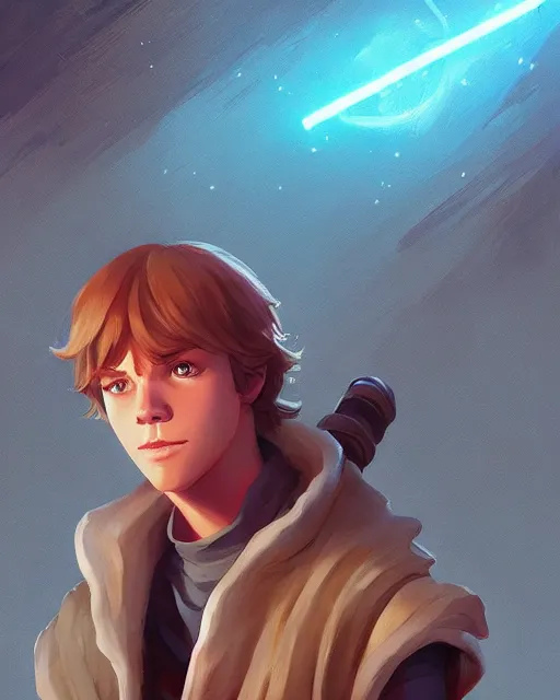 Image similar to young luke skywalker game design fanart by concept artist gervasio canda, behance hd by jesper ejsing, by rhads, makoto shinkai and lois van baarle, ilya kuvshinov