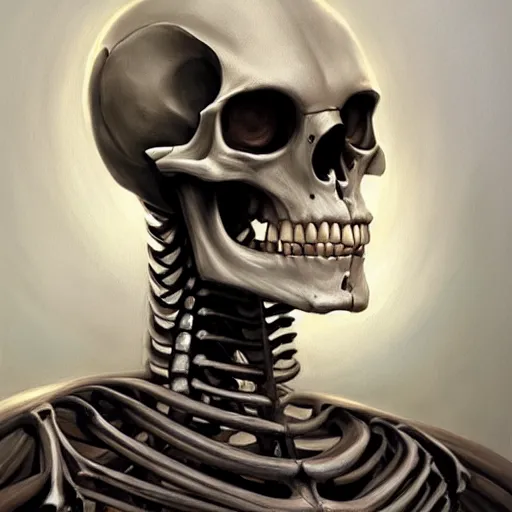 Prompt: Portrait of an armored Skeleton by Mandy Jurgens