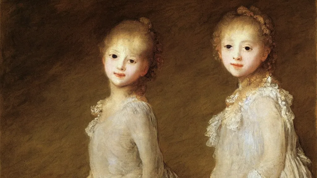 Prompt: A decent young girl portrait by Jean Antoine Watteau.