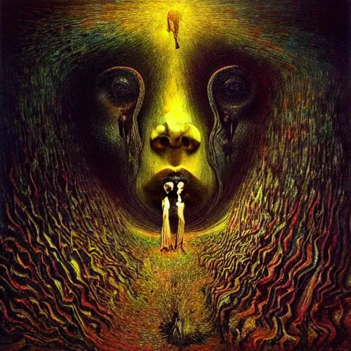 Prompt: My soul transcends the ashes of my body to merge with the blissful dimensionless vodi - contest-winning artwork by Salvador Dali, Beksiński, Van Gogh, Giger, and Monet. Stunning lighting