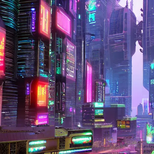 Image similar to Beautiful cyberpunk city