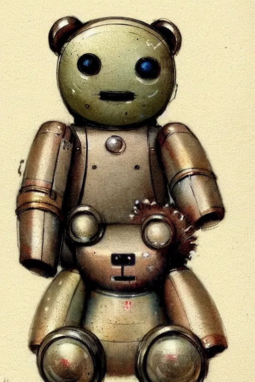 Image similar to ( ( ( ( ( 1 9 5 0 s retro science fiction cute robot teddy bear. muted colors. ) ) ) ) ) by jean - baptiste monge!!!!!!!!!!!!!!!!!!!!!!!!!!!!!!