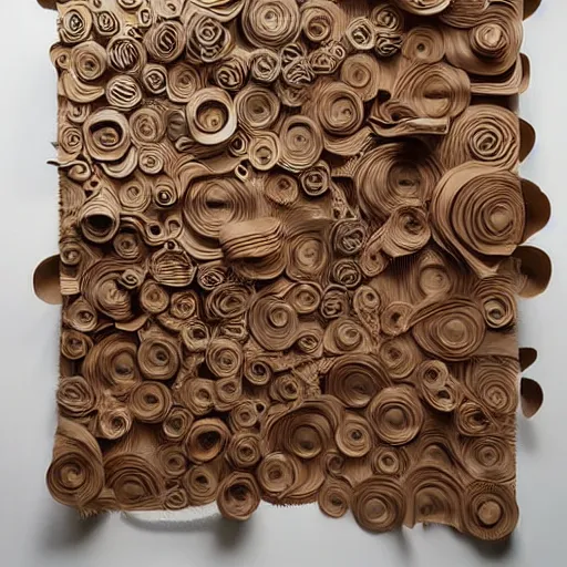 Image similar to many tentacles made of brown corrugated cardboard, cut out of cardboard, realistic photography, fantasy