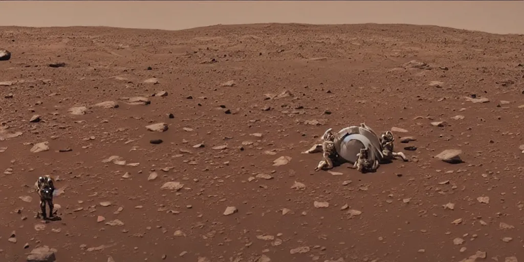 Prompt: Mars and earth embracing, beautiful cinematic moment, directed by Christopher Nolan,