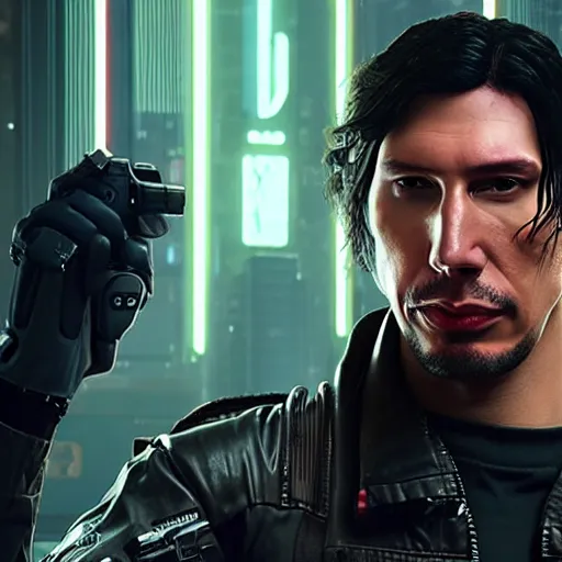 Image similar to Adam driver as a character in cyberpunk 2077