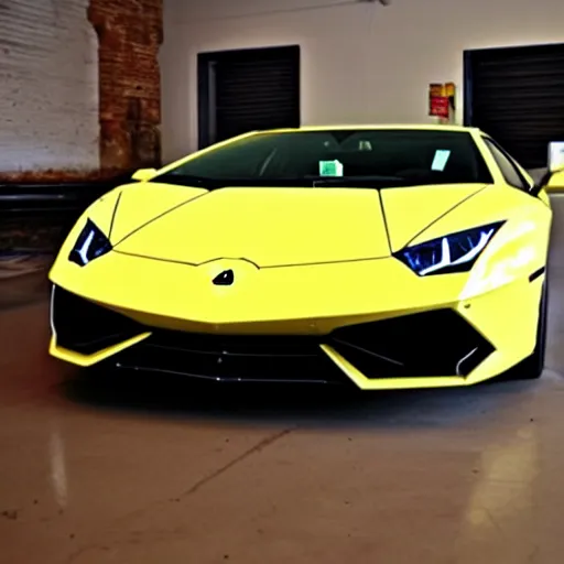 Prompt: a lamborghini in the backrooms