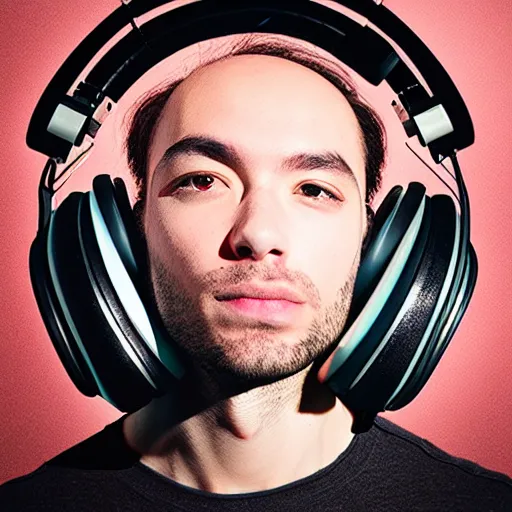 Prompt: a highly photorealistic portrait of a humanoid dj wearing futuristic headphones