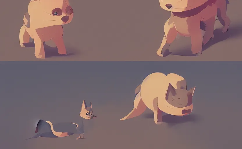 Image similar to a cute animal pet by atey ghailan, character art, character turn around sheet trending on artstation