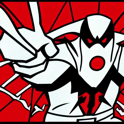 Image similar to Spawn by Todd-MacFarlene, SVG, Vector sticker, flat colors, full-body, uncropped, white-space-surrounding-subject