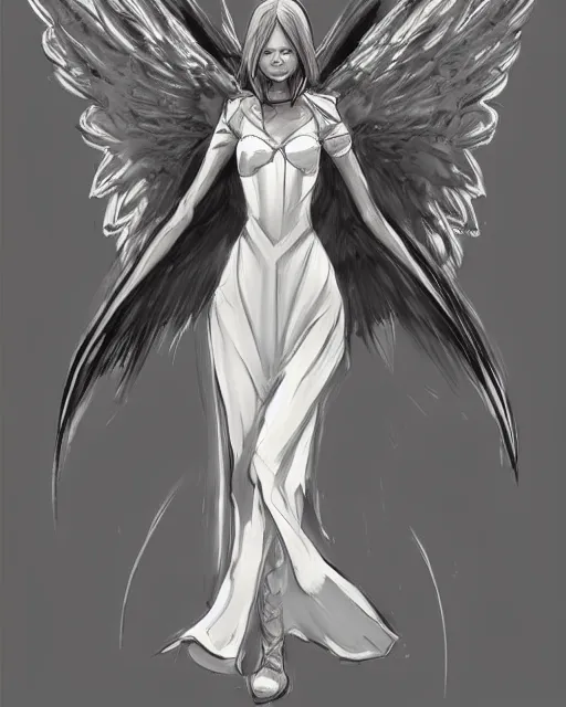 Image similar to infinitely detailed concept art of angel elegantly clothed strolling through a peaceful path, artstation!! / pixiv!!! infinitely detailed