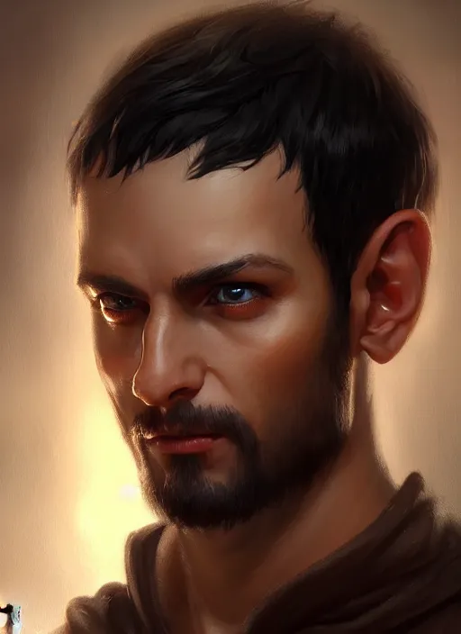 Image similar to a _ fantasy _ style _ portrait _ painting _ of light brown argentinian male short black hair defined chiseled facial features face big ears, rpg dnd oil _ painting _ unreal _ 5 _ daz. _ rpg _ portrait _ extremely _ detailed _ artgerm _ greg _ rutkowski _ greg