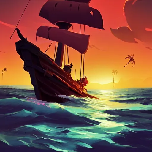 Image similar to painting treasure on sea of thieves game smooth median photoshop filter cutout vector, behance hd by jesper ejsing, by rhads, makoto shinkai and lois van baarle, ilya kuvshinov, rossdraws global illumination