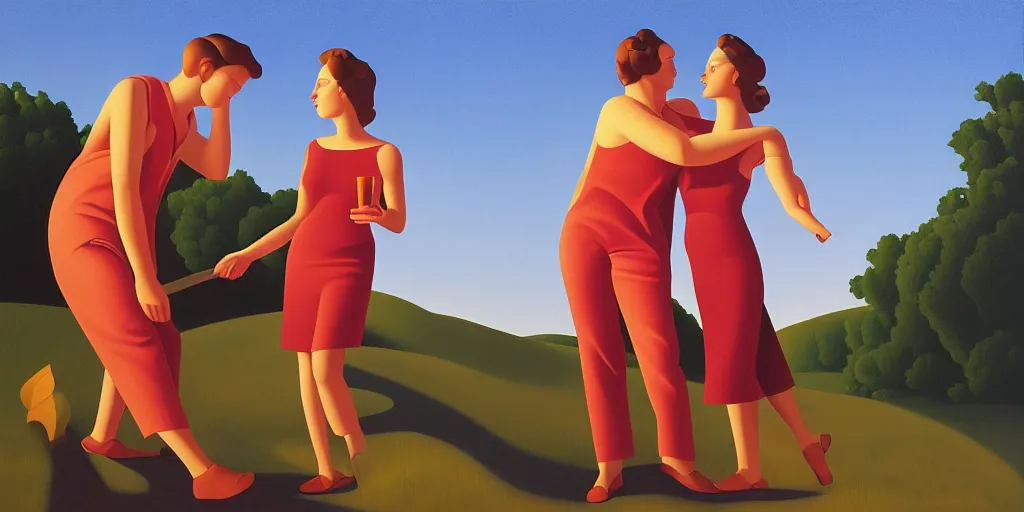 Prompt: lovers heatwave, summer evening, kenton nelson