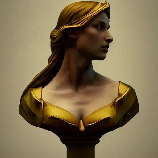 Image similar to beautiful lifelike award winning marble statue bust of gerald of rivia unreal engine octane render trending on art station artgerm greg rutkowski alphonse mucha cinematic atmospheric