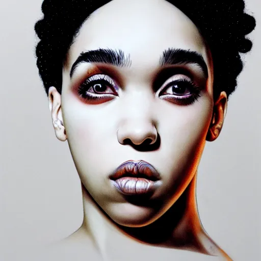 Prompt: fka twigs portrait by james jean and Jason Chan