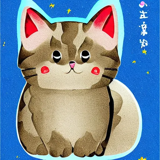 Prompt: Kawaii Cat, poster illustration