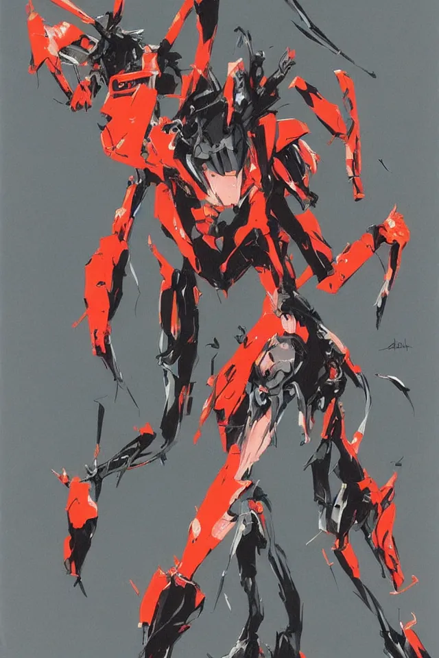 Prompt: Neon genesis Evangelion , Unit 01 by Ashley Wood, character design, concept art