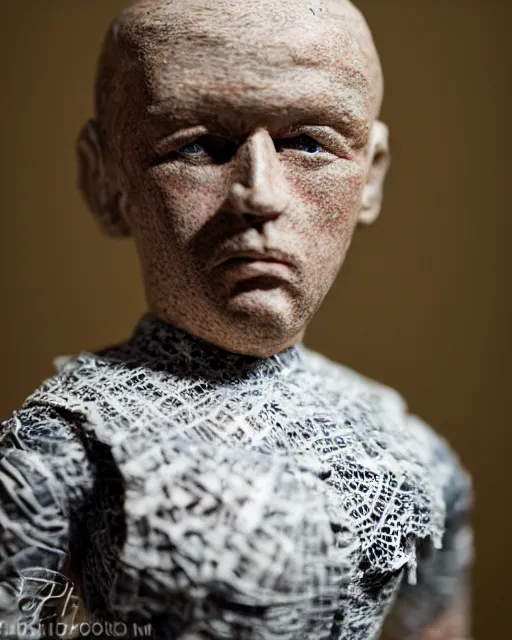 Image similar to a paper mache doll of richard prior, realistic, very detailed, complex, intricate, studio lighting, bokeh, sigma 5 0 mm f 1. 4