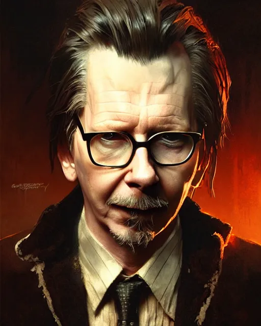 Image similar to gary oldman as a mysterious character, pulp character portrait, ultra realistic, concept art, intricate details, highly detailed by greg rutkowski, gaston bussiere, craig mullins, simon bisley