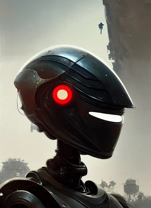 Image similar to an epic mechanical robotic racing helmet highly detailed, digital painting, concept art, smooth, sharp focus, illustration, art by greg rutkowski