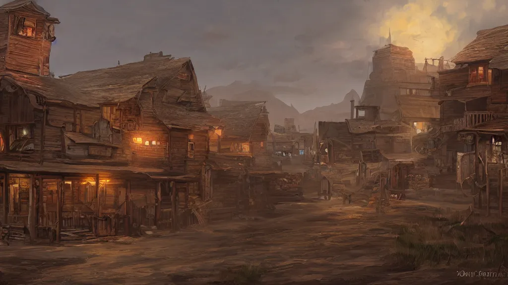 Image similar to Old West Town, artstation