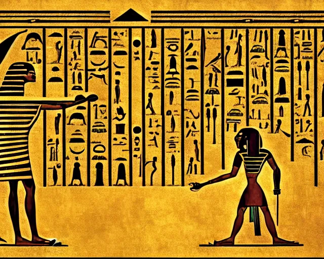 Image similar to a thin image border in the style of egyptian hieroglyphs sketched by leonardo da vinci, concept art, matte, sharp focus, illustration