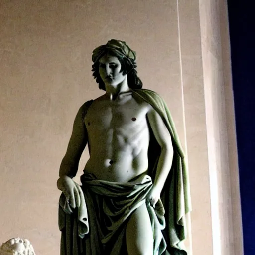 Image similar to johnny depp as a greek marble statue