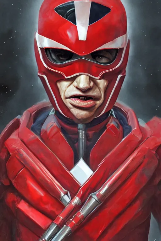 Prompt: portrait of stephen hawking as red ranger from power rangers, intricate, highly detailed, smooth, artstation, digital illustration by Ruan Jia and Mandy Jurgens and Artgerm and Wayne Barlowe and Greg Rutkowski and Zdislav Beksinski