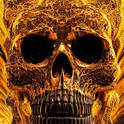 Image similar to portrait_of_a_melting_liquid_skull._intricate_abstract._intricate_artwork._by_Tooth_Wu_wlop_beeple_dan_mumford._octane_render_trending_on_artstation suitable for album cover artwork