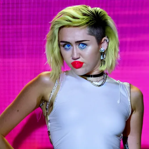 Prompt: miley cyrus in 2013 during the bangerz era, fully clothed, in the style of the animated series home movies,